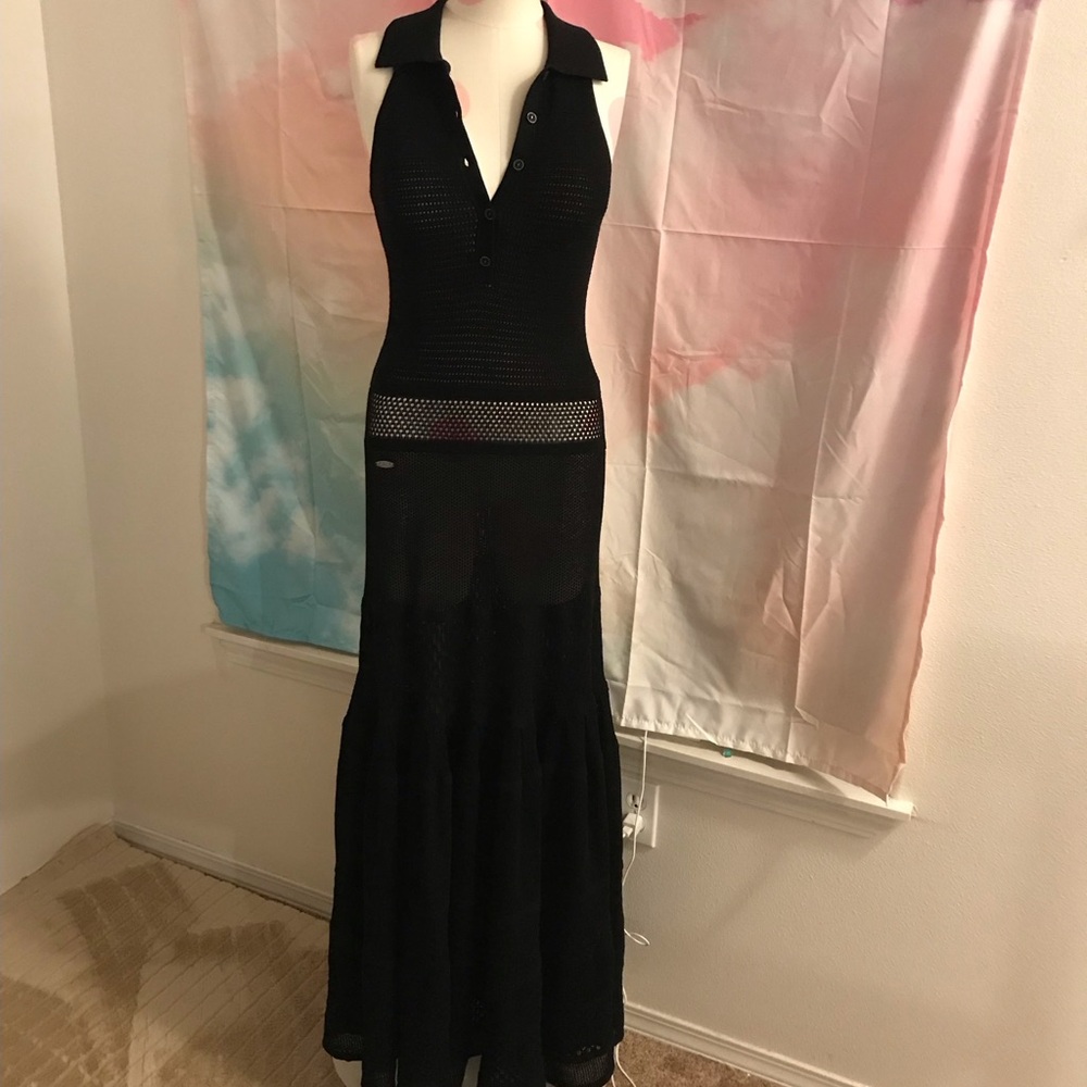 Lacoste + Malandrino Black Knit Maxi Dress M – Designer Collab, Semi-Sheer